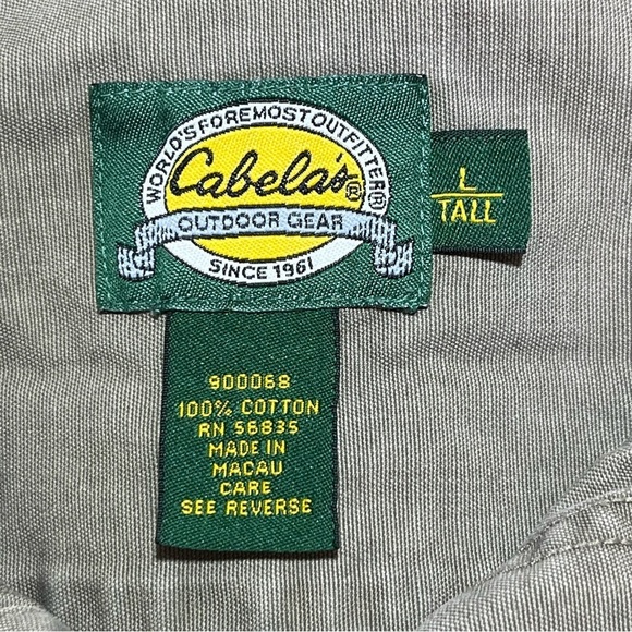 Vintage Cabela's Hunting Shirt Mens Large Tall Brown Canvas Elbow Patches - Picture 6 of 10